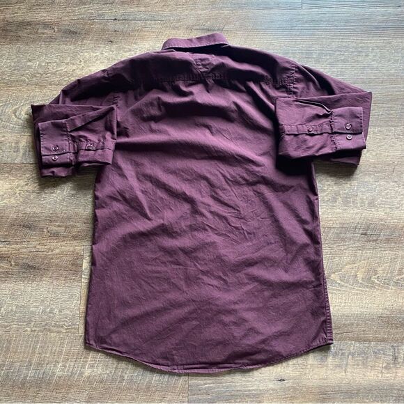 Tommy Hilfiger Button Down Shirt Wine Burgundy Slim Fit Medium - Picture 5 of 8